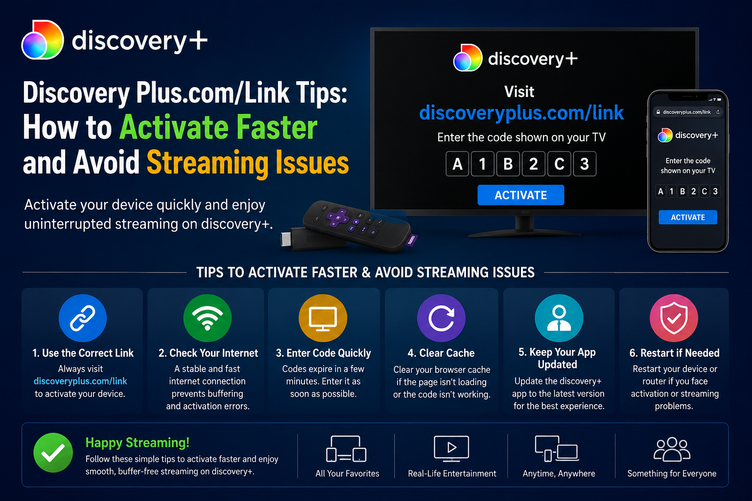 Discovery Plus.com/Link Tips: How to Activate Faster and Avoid Streaming Issues